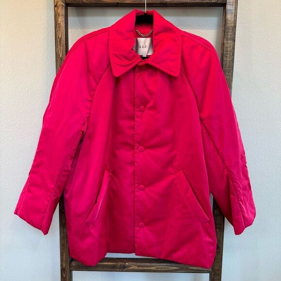 A.L.C. Lincoln Pink Water Resistant Jacket Medium M NWT $240 Snap Front Designer - Picture 9 of 9